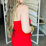Denim Daze Romper - True Red
