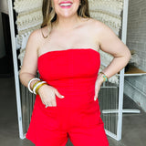 Denim Daze Romper - True Red