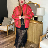Cherry Cola Striped Quilted Oversized Jacket