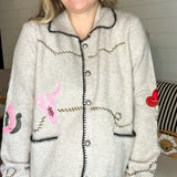 Saddle Stitch Embroidered Sweater Jacket