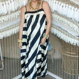 Monochrome Martini Stripe Maxi Dress