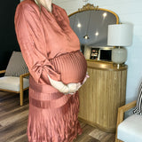 Rustic Amber Pleated Maxi Dress