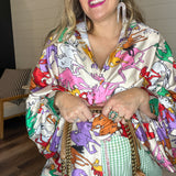 Running Horses Oversized Blouse Top - Multicolor