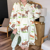 Roaming Horses Peplum Midi Dress