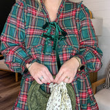 The Velvet Bows Plaid Mini Dress