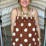 Dolly Polka Dot Maxi Dress - Brown