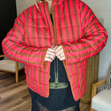 Cherry Cola Striped Quilted Oversized Jacket