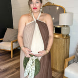 Mocha Mousse Halter Neck Maxi Dress