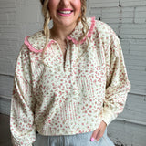 Love Letter Floral Pullover - Pink