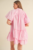Charleston Bay Puff Sleeve Dress - Pink