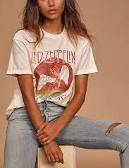 Led Zeppelin Tour 1975 Boyfriend Tee- Sand