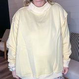 Butter Yellow Reversible Mock Neck Sweatshirt