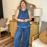 Blue Haze Denim Flare Set