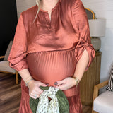 Rustic Amber Pleated Maxi Dress