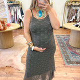 All Laced Up Maxi Dress - Cement Grey