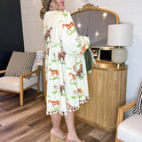 Roaming Horses Peplum Midi Dress