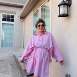 Polo Striped Button Down Mini Dress - Pink