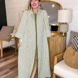 Falling Lines Button Down Striped Maxi Dress - Olive