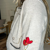 Saddle Stitch Embroidered Sweater Jacket