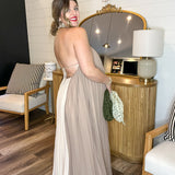 Mocha Mousse Halter Neck Maxi Dress
