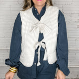 Vintage Pinstripe Front Tie Vest