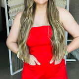 Denim Daze Romper - True Red