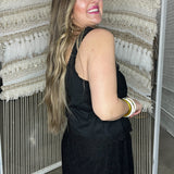 Perry Front Tie Boho Tank - Black