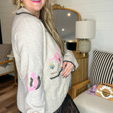 Saddle Stitch Embroidered Sweater Jacket