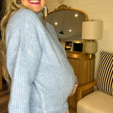 Feelin' Blue Mock Neck Knit Sweater