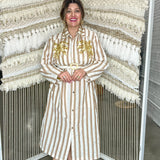 Shady Palms Stripe Beaded Midi Dress