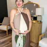 Mocha Mousse Halter Neck Maxi Dress