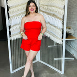 Denim Daze Romper - True Red