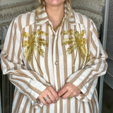 Shady Palms Stripe Beaded Midi Dress