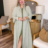 Falling Lines Button Down Striped Maxi Dress - Olive