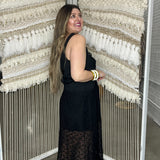 Perry Front Tie Boho Tank - Black