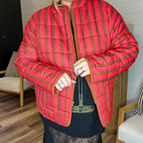 Cherry Cola Striped Quilted Oversized Jacket