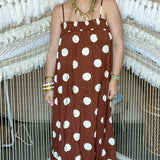 Dolly Polka Dot Maxi Dress - Brown