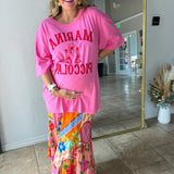 {Spell} Marina Piccola Oversized Biker Tee - Cosmos Pink