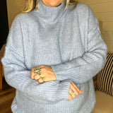 Feelin' Blue Mock Neck Knit Sweater