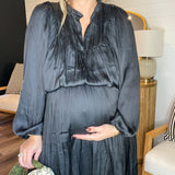 Queen of Spades Black Pleated Midi Dress