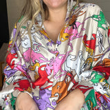 Running Horses Oversized Blouse Top - Multicolor