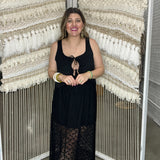 Perry Front Tie Boho Tank - Black