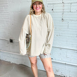 Easy Street Oversized Striped Top - Beige