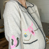 Saddle Stitch Embroidered Sweater Jacket
