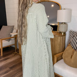Falling Lines Button Down Striped Maxi Dress - Olive