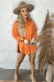 Holly Oversized Button Up Top - Orange