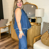 Blue Haze Denim Flare Set