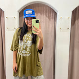 Oversized Rhinestone Tees - Green Chevrolet