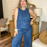 Blue Haze Denim Flare Set