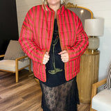 Cherry Cola Striped Quilted Oversized Jacket